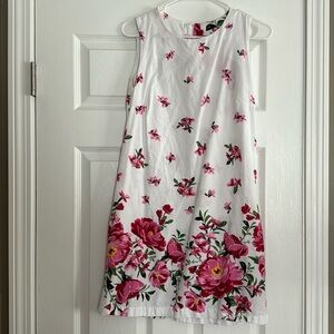 White and pink floral shift dress